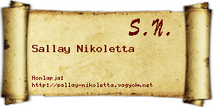 Sallay Nikoletta névjegykártya